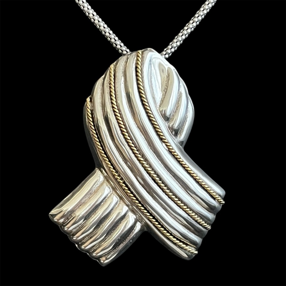 House of Laton Large Vintage Sterling silver and brass pendant Signed